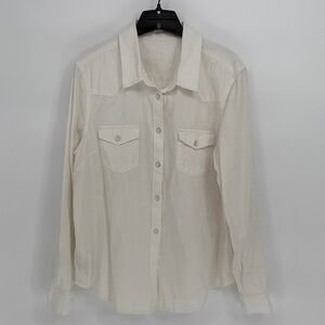 🏹 GAP creamy White cotton Button-Up western Blouse